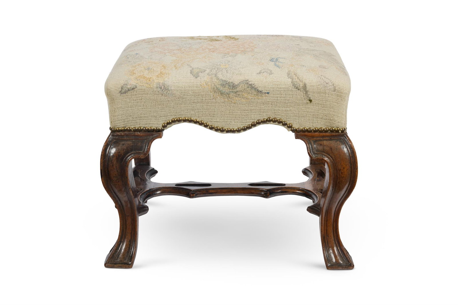 A WALNUT STOOL, OF GEORGE I STYLE, CIRCA 1900 (1 of 2)