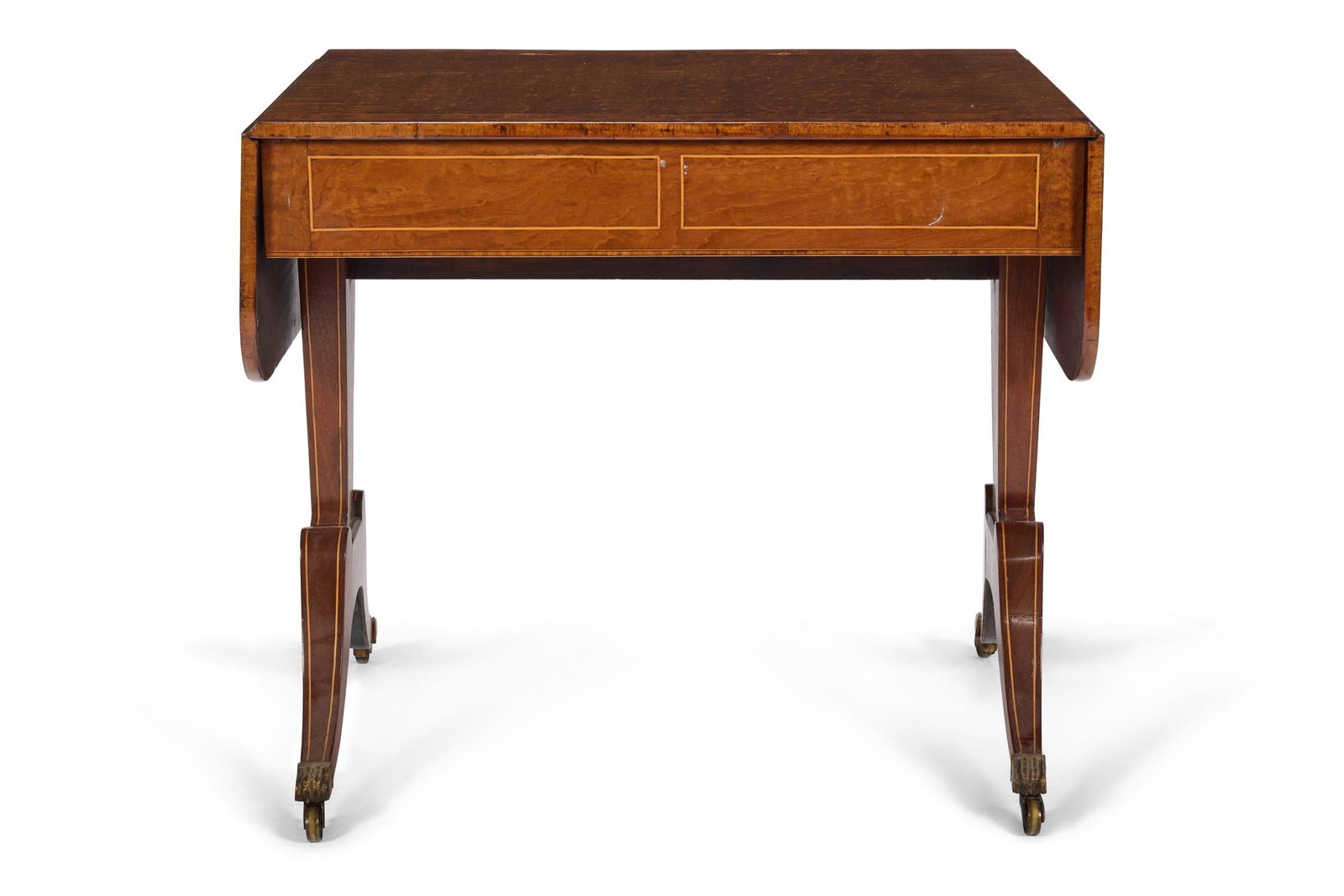 A REGENCY MAHOGANY AND SATINWOOD CROSSBANDED SOFA TABLE, CIRCA 1815 (1 of 3)