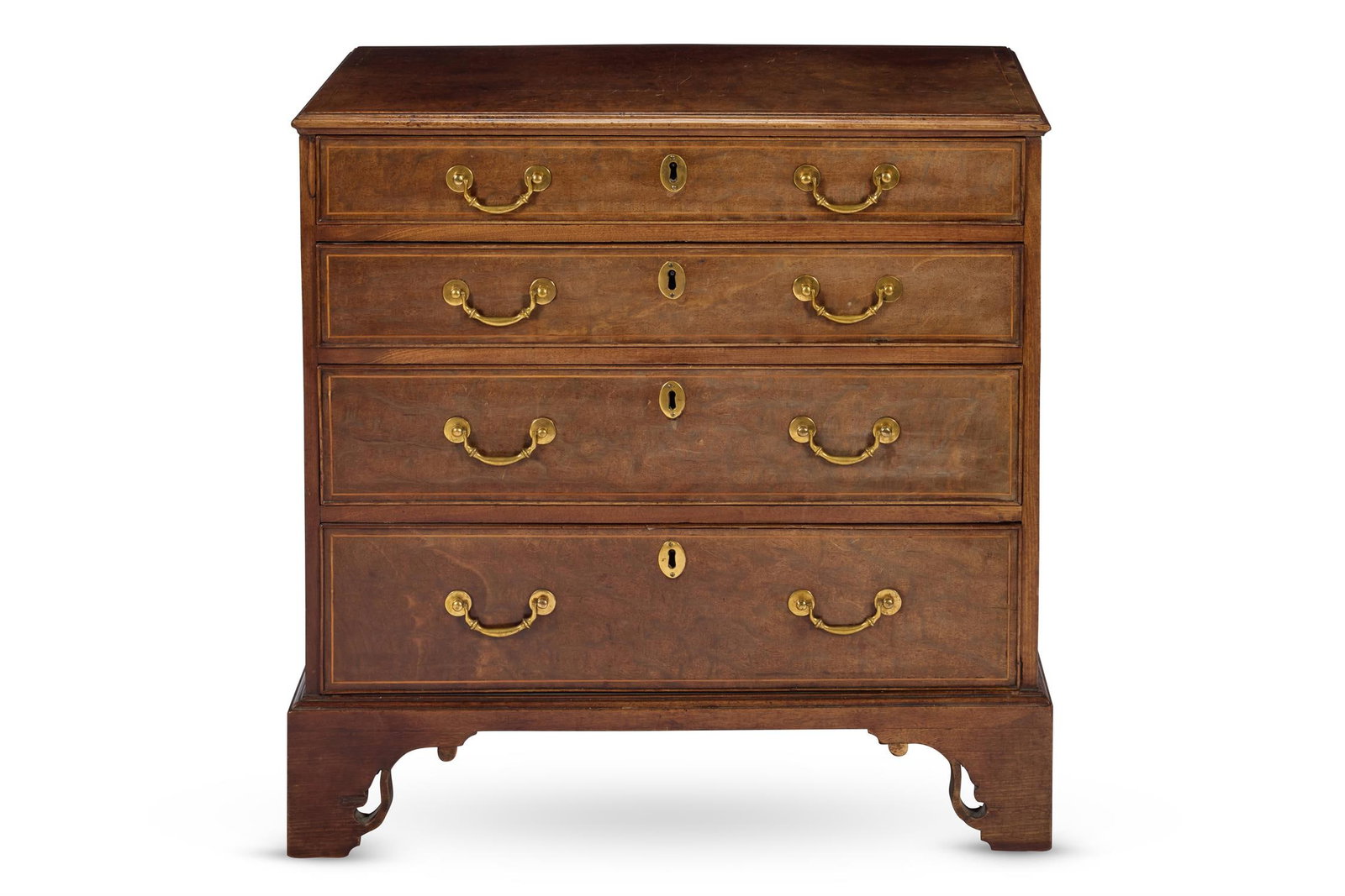 A GEORGE III MAHOGANY AND LINE-INLAID CHEST, 18TH CENTURY AND LATER (1 of 2)