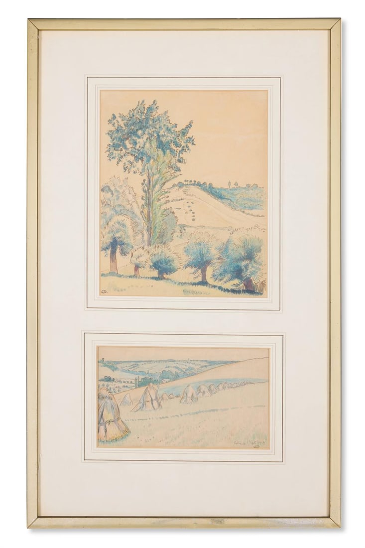 LUCIEN PISSARRO (FRENCH 1863-1944), LANDSCAPE STUDIES (1 of 2)