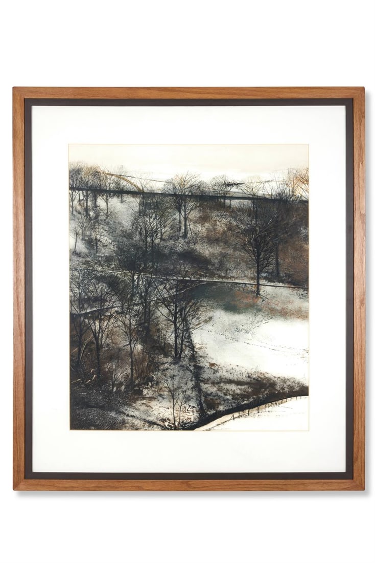 λ ANDREW HEMINGWAY (BRITISH B. 1955), TREES IN A SNOWY LANDSCAPE (1 of 2)