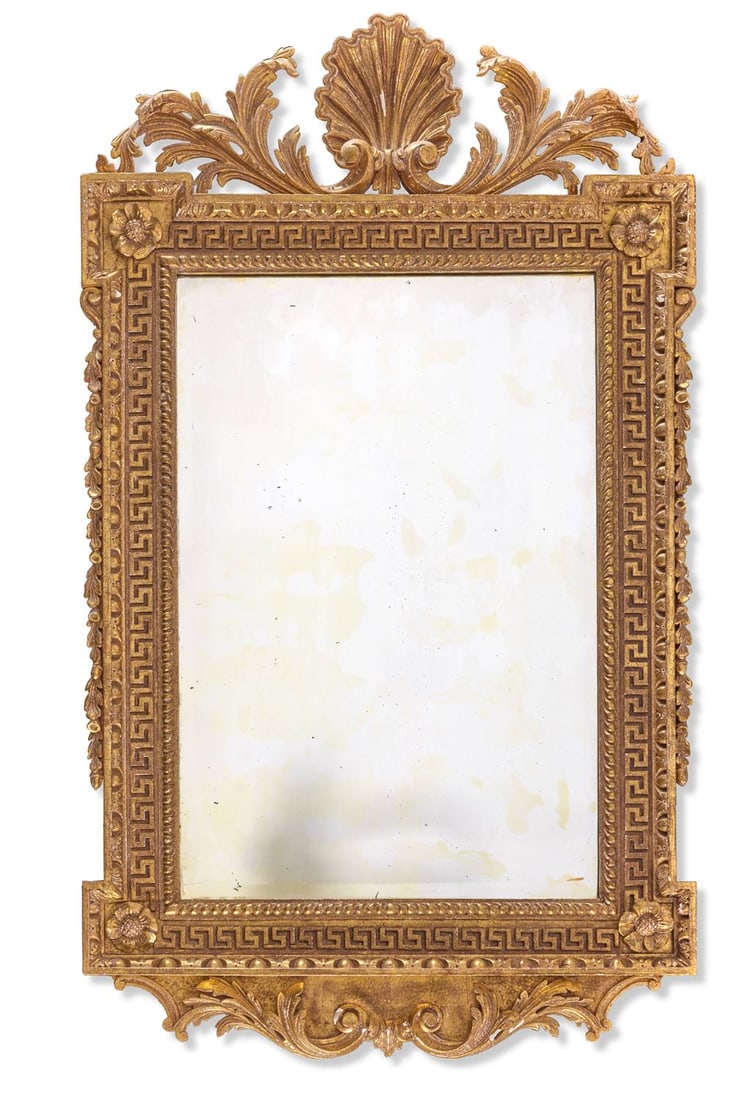 A GEORGE II GILTWOOD WALL MIRROR, CIRCA 1740 (1 of 2)