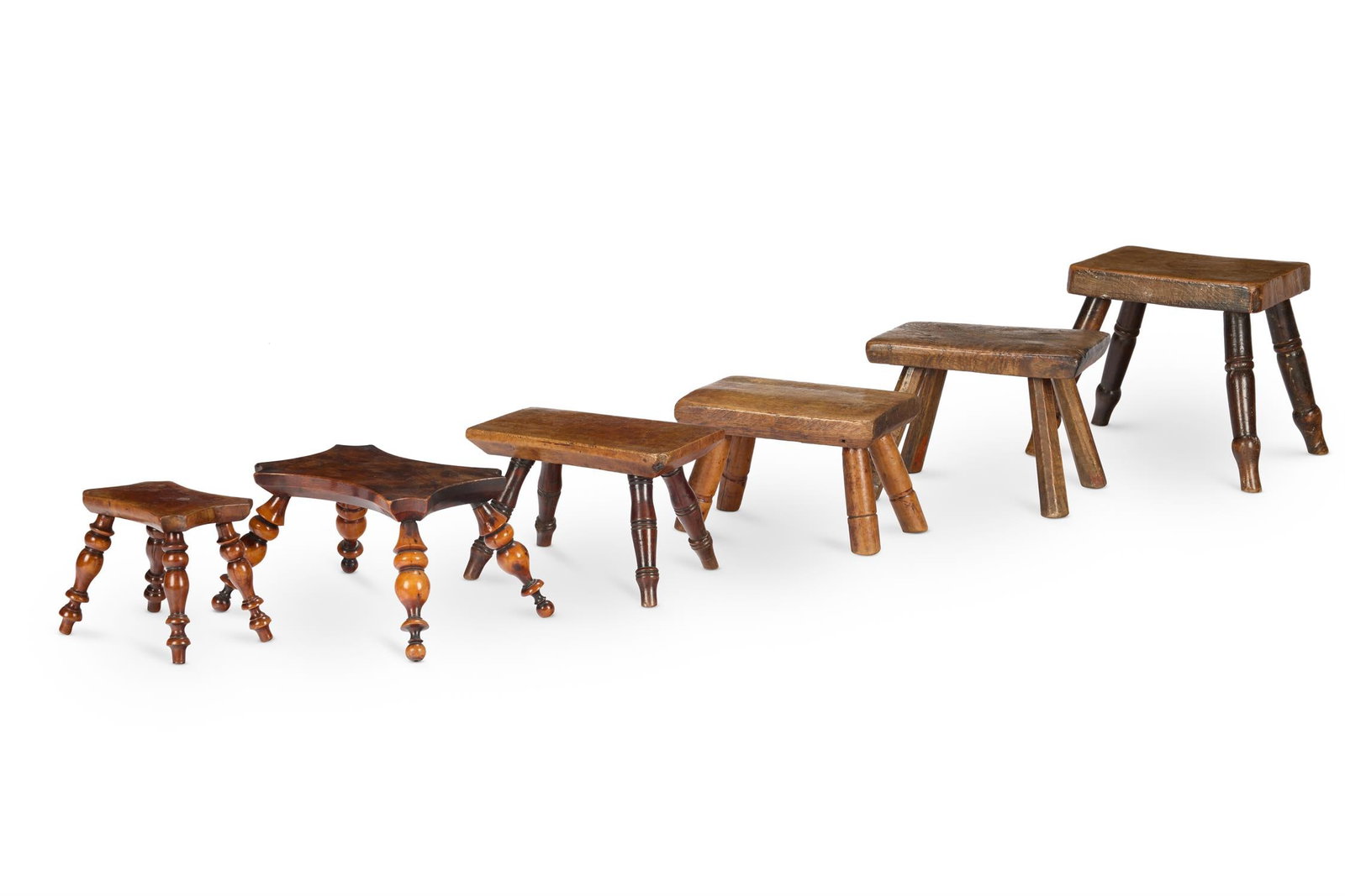 A COLLECTION OF SIX TREEN CANDLESTANDS, MOSTLY 19TH CENTURY (1 of 2)