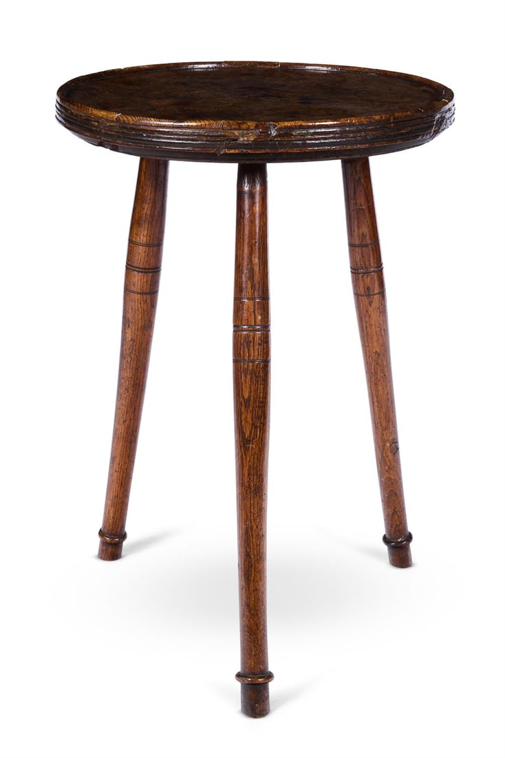 A BROWN OAK AND ASH CRICKET TABLE, 19TH CENTURY (1 of 1)