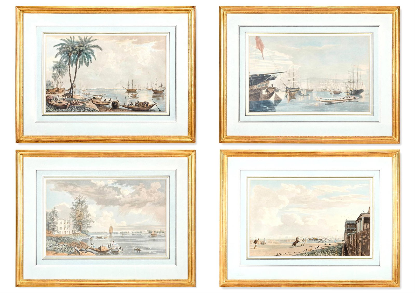 AFTER JAMES BAILLIE FRASER (BRTISH 1783-1856), FOUR VIEWS OF CALCUTTA, INDIA AND ITS ENVIRONS: AFTER JAMES BAILLIE FRASER (BRTISH 1783-1856)FOUR AQUATINTS FROM VIEWS OF CALCUTTA AND ITS ENVIRONS, FROM DRAWINGS EXECUTED BY JAMES B. FRASER, ESQ, FROM SKETCHES MADE ON THE SPOT INCLUDING: ESPLANADE