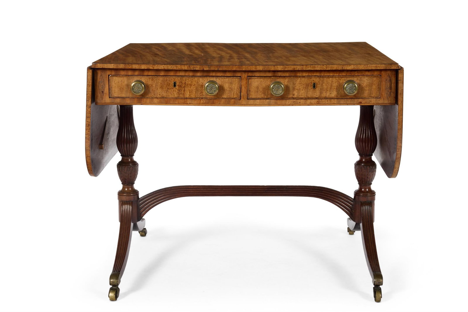 A REGENCY MAHOGANY AND INDIAN ROSEWOOD CROSSBANDED SOFA TABLE, CIRCA 1820 (1 of 3)