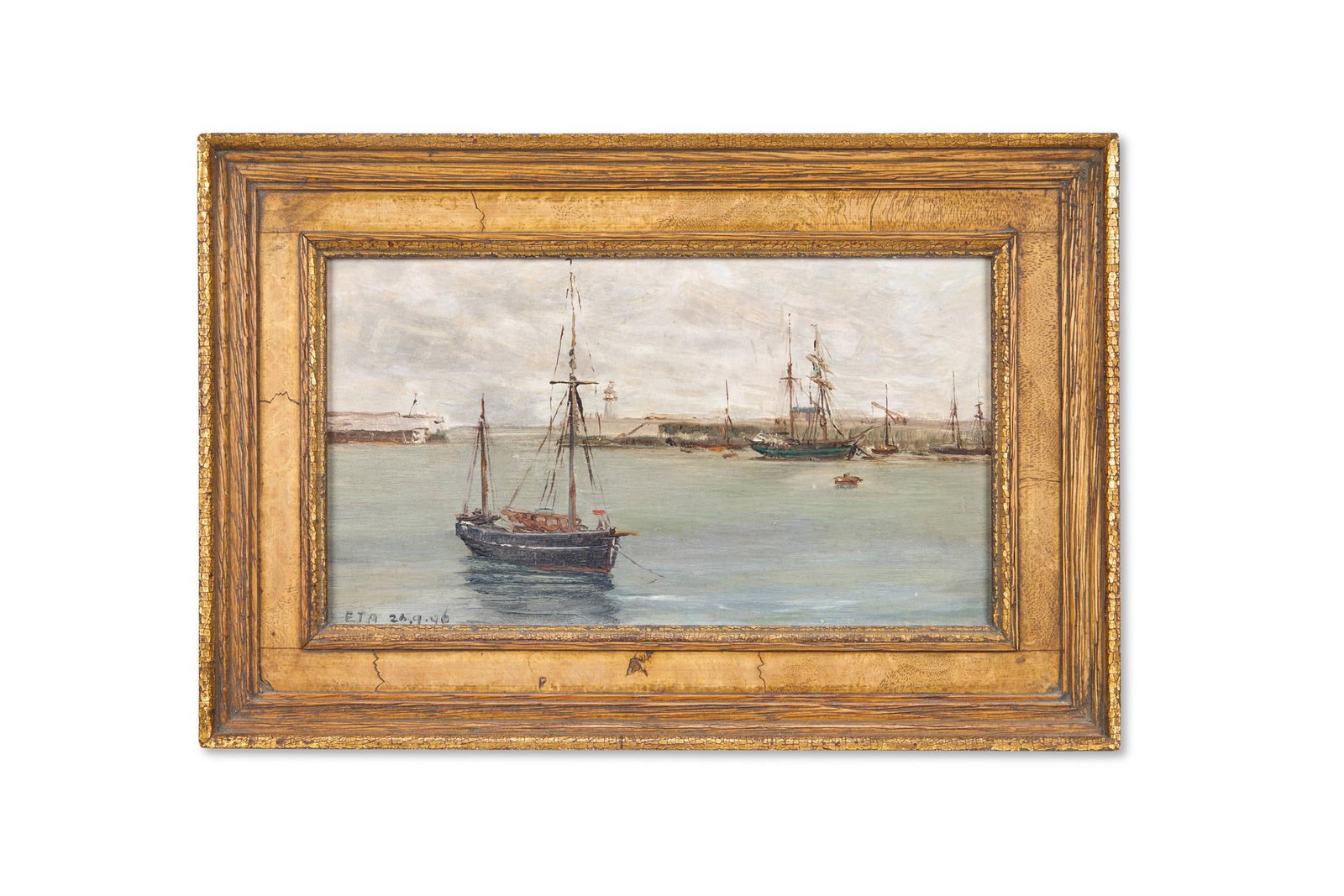 BRITISH SCHOOL (20TH CENTURY), BOATS MOORED IN THE ESTUARY (1 of 2)