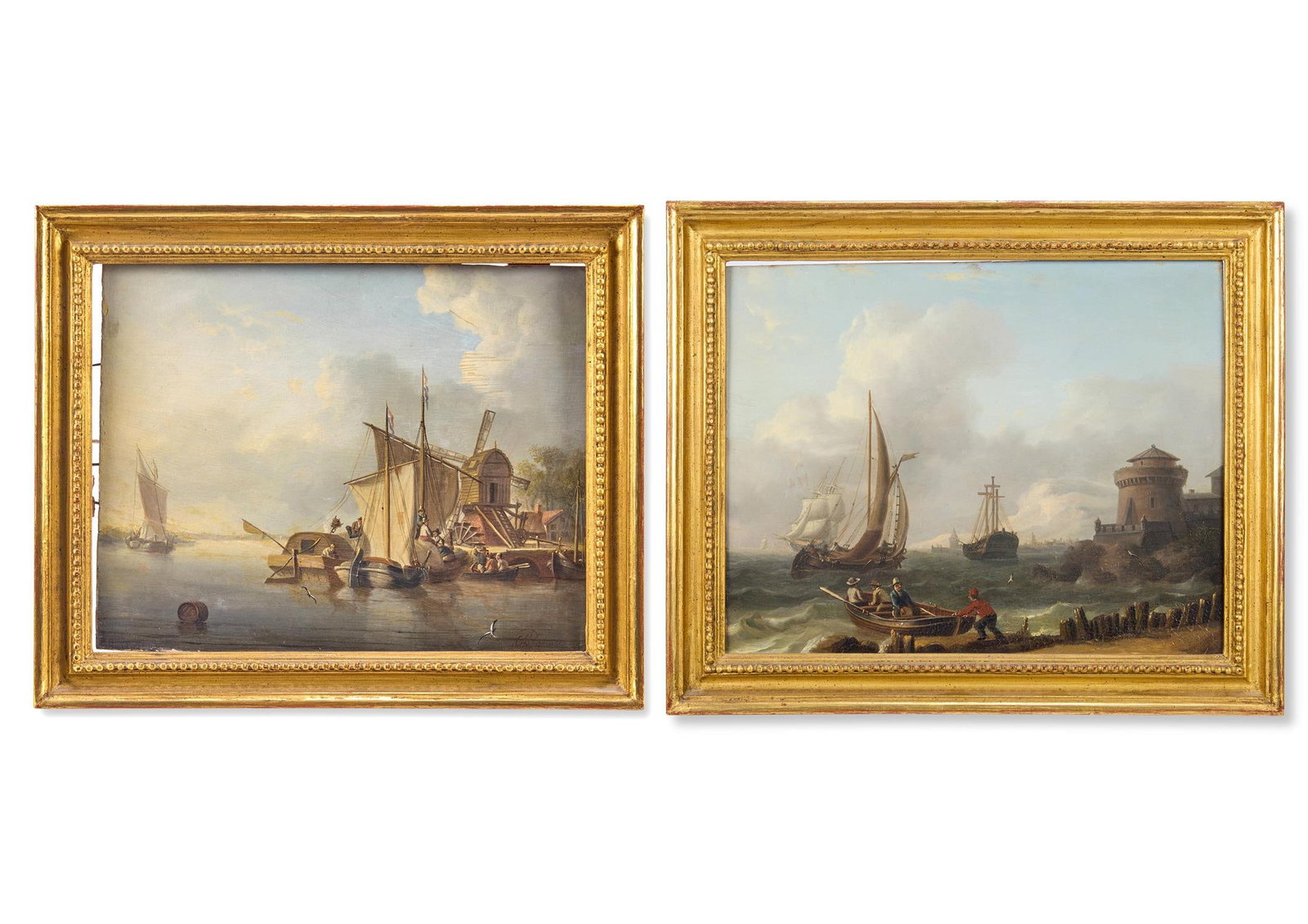 DUTCH SCHOOL (18TH CENTURY), BARGES BESIDE A WINDMILL (1 of 3)