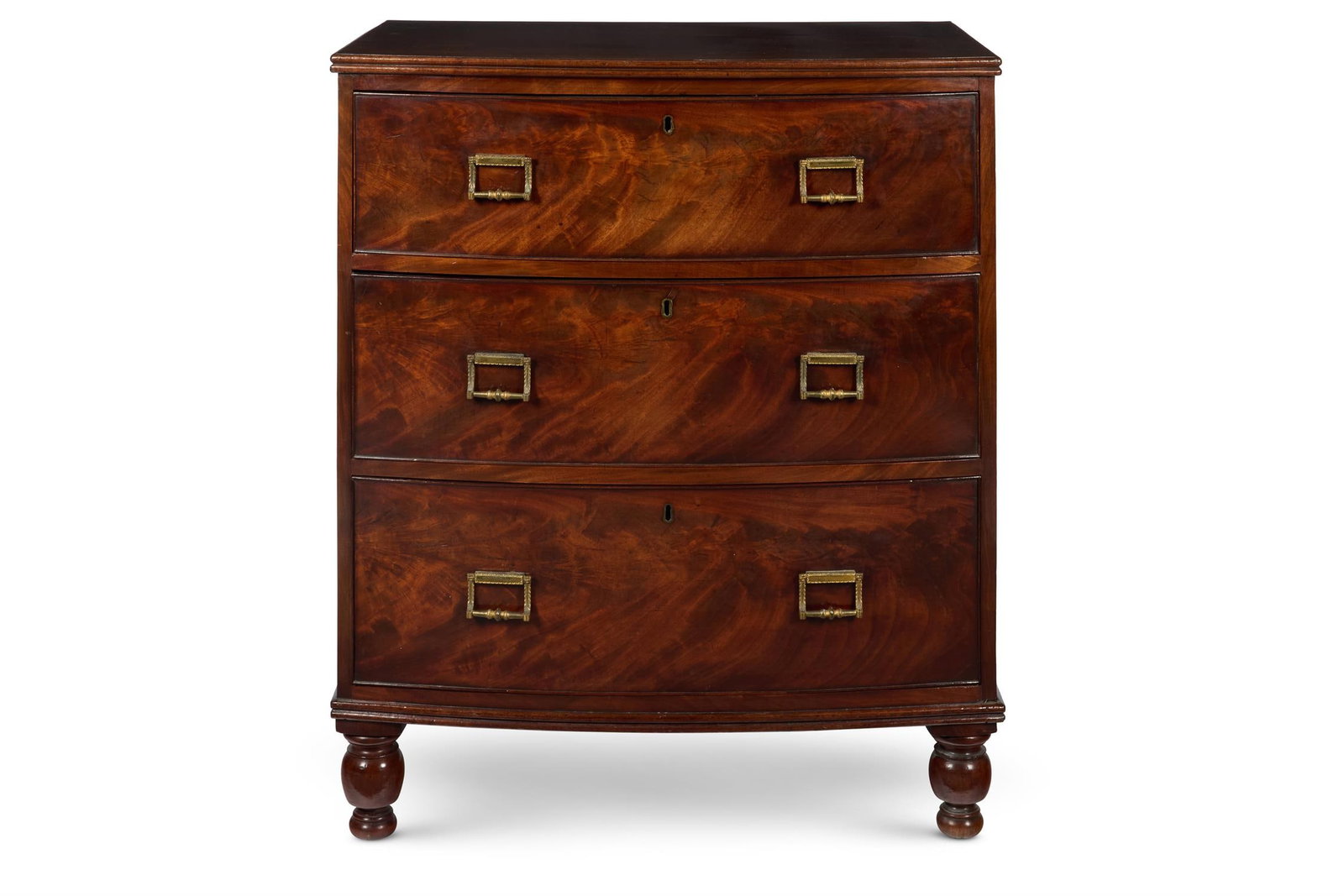 A GEORGE IV MAHOGANY BOWFRONT CHEST, CIRCA 1830 (1 of 2)