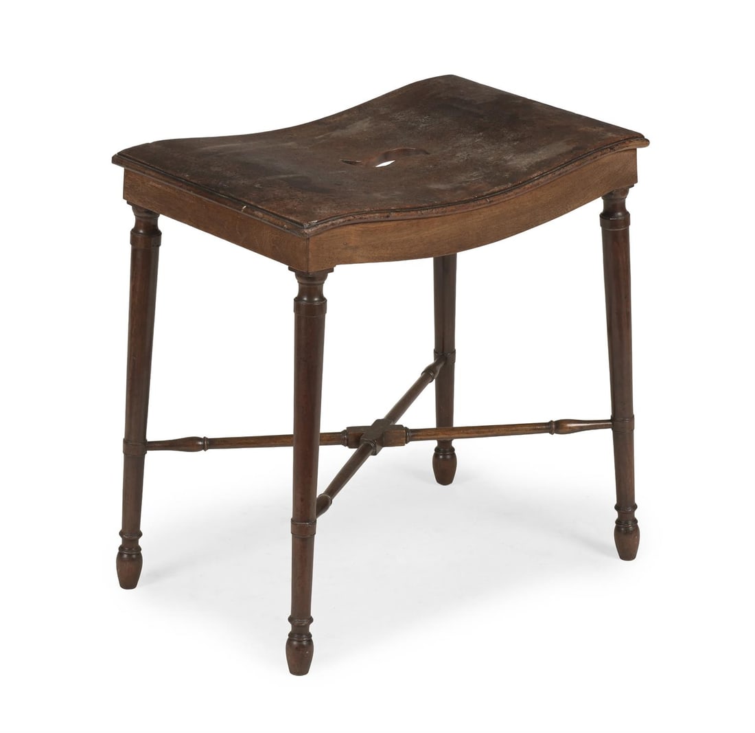 A LATE GEORGE III MAHOGANY HALL STOOL, CIRCA 1800 (1 of 3)