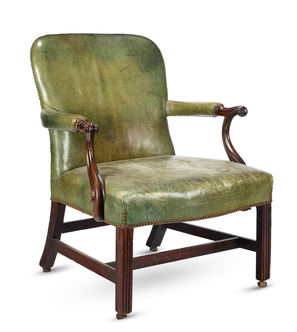 A GEORGE III MAHOGANY LIBRARY ARMCHAIR, CIRCA 1760 (1 of 3)