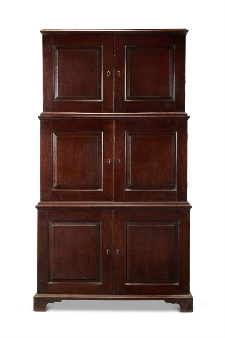 A LATE GEORGE III ESTATE-MADE THREE-PART CABINET, LATE 18TH/EARLY 19TH CENTURY (1 of 2)