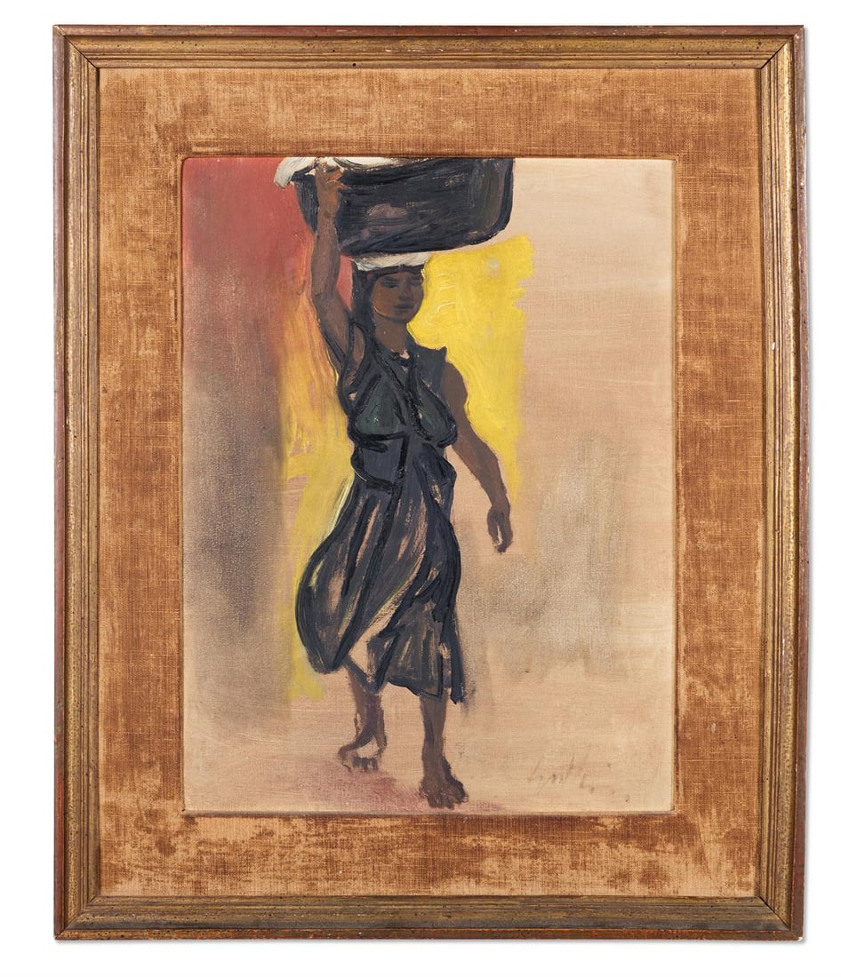 λ RENATO GUTTUSO (ITALIAN 1912-1987) LAVANDAIA CON UN CESTA IN TESTA AD ANACAPRI (1 of 2)