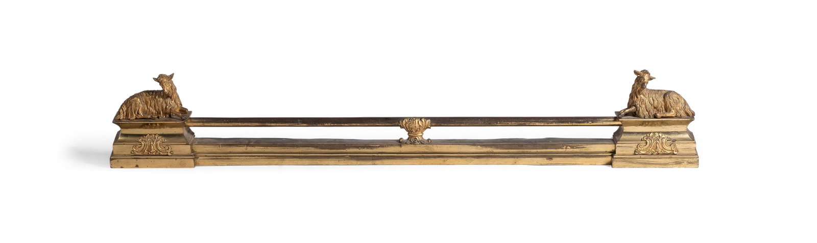 A FRENCH GILT BRASS ADJUSTABLE KERB FENDER, EARLY 19TH CENTURY (1 of 3)