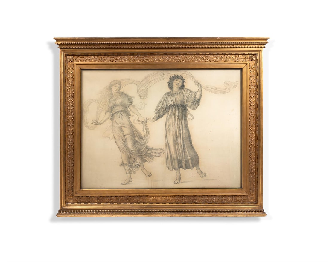 SIR EDWARD COLEY BURNE-JONES, BT., A.R.A., R.W.S. (1833-1898) SPES AND DAPHNE: SIR EDWARD COLEY BURNE-JONES, BT. A.R.A., R.W.S. (BRITISH 1833-1898)SPES AND DAPHNEPencil on two joined sheets of paper laid on linen, wrapped around a wooden board93.5 x 123.2cm (36¾ x 48½i