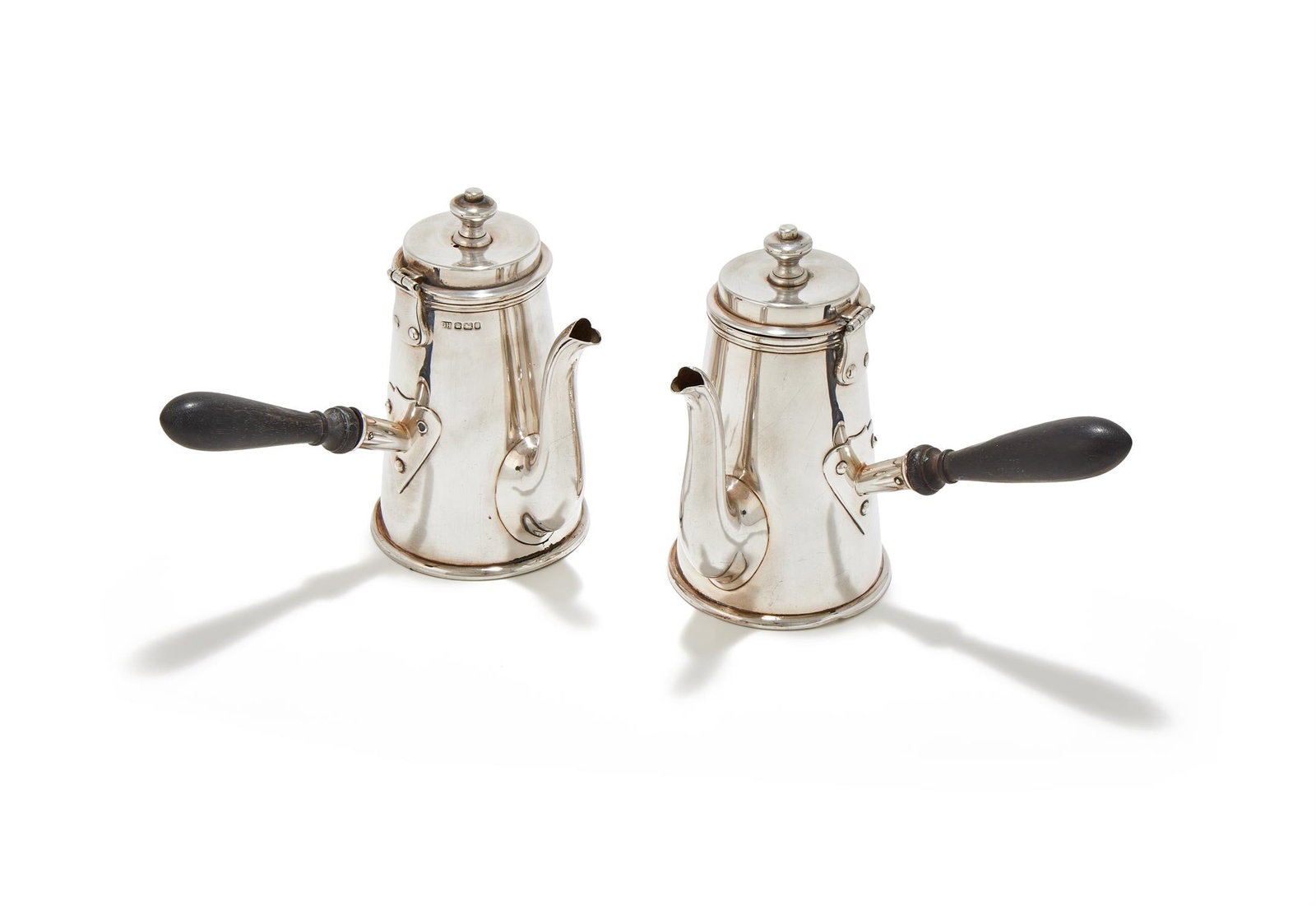 A PAIR OF LATE VICTORIAN TAPERING CYLINDRICAL COFFEE POTS (1 of 2)