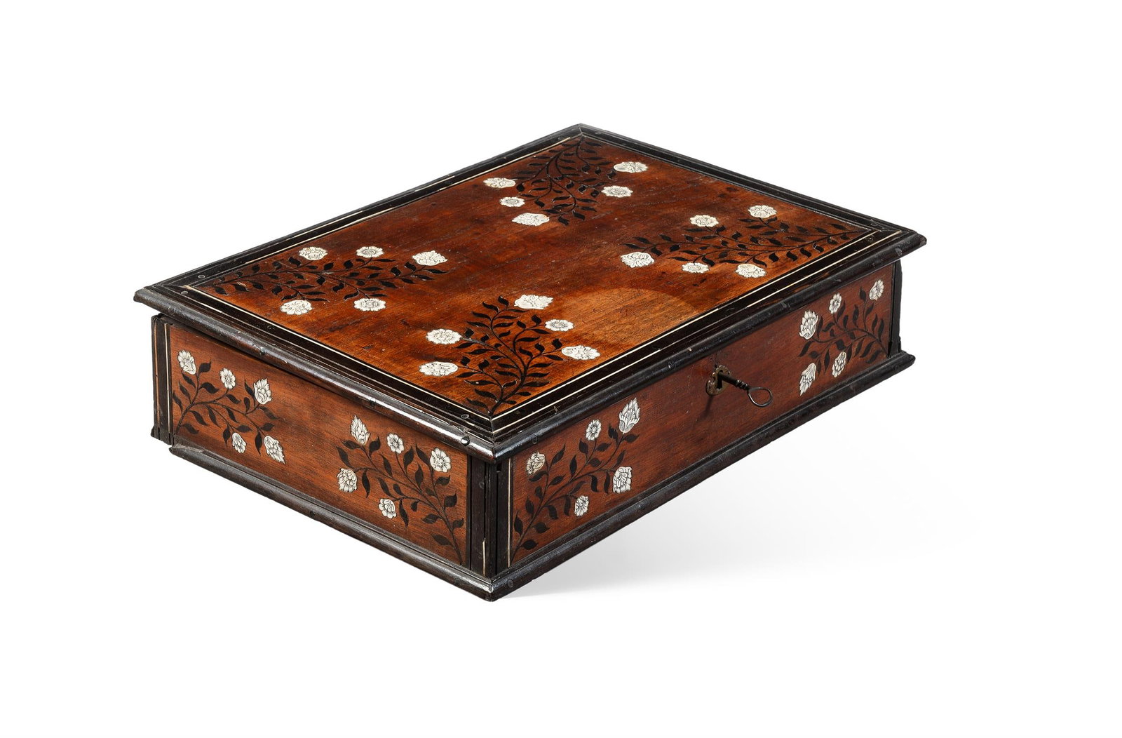 Y AN ANGLO-INDIAN IVORY INLAID TEAK AND EBONY BOX, 18TH CENTURY (1 of 3)