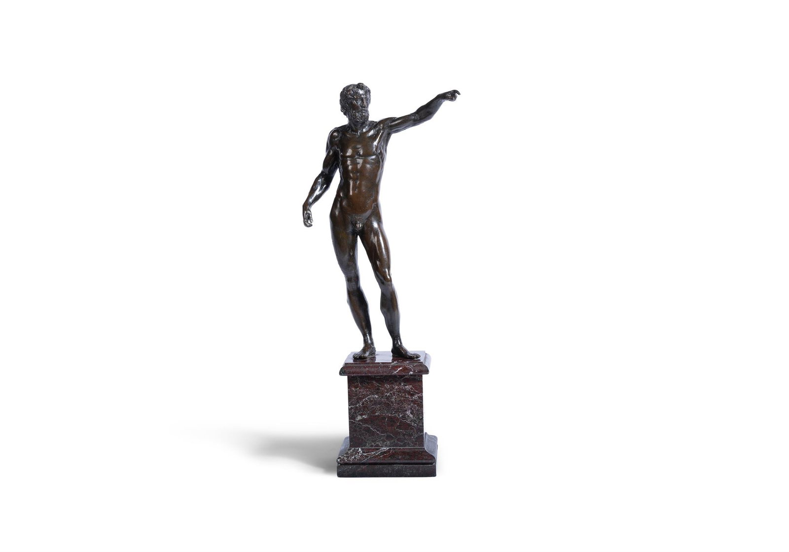 CIRCLE OF CAMELIO- A BRONZE FIGURE OF A STANDING MAN, EARLY 16TH CENTURY (1 of 4)