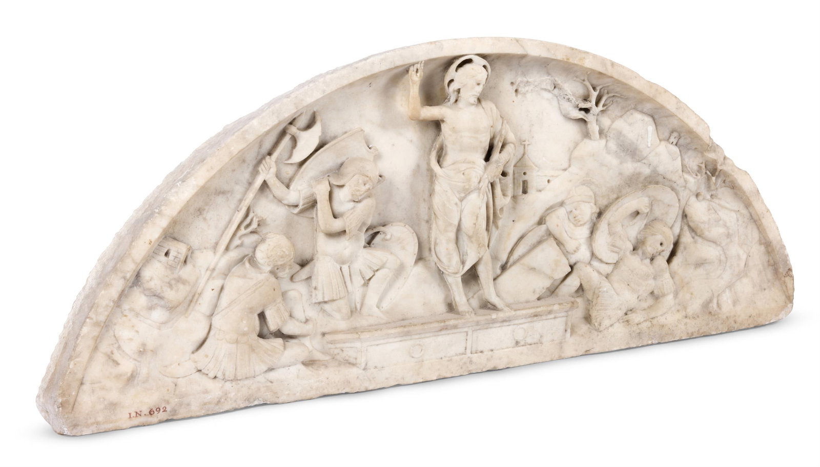 CIRCLE OF ANTONELLO GAGGINI (1478 - 1536)- A MARBLE LUNETTE OF THE RESURRECTION ITALY (1 of 3)