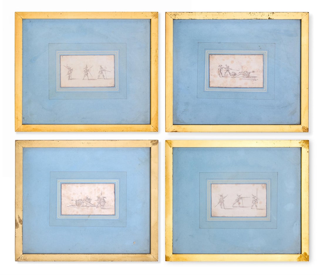CIRCLE OF JACQUES CALLOT (FRENCH 1592-1635) SET OF FOUR STUDIES OF SOLDIERS (1 of 6)