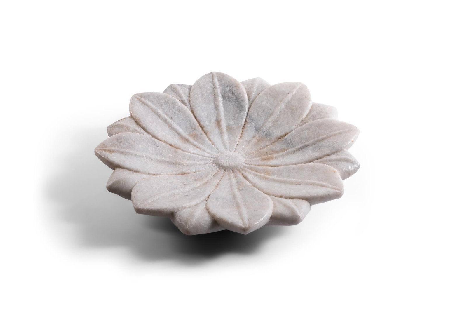 A MARBLE LOTUS FLOWER BOWL, INDIAN (1 of 3)