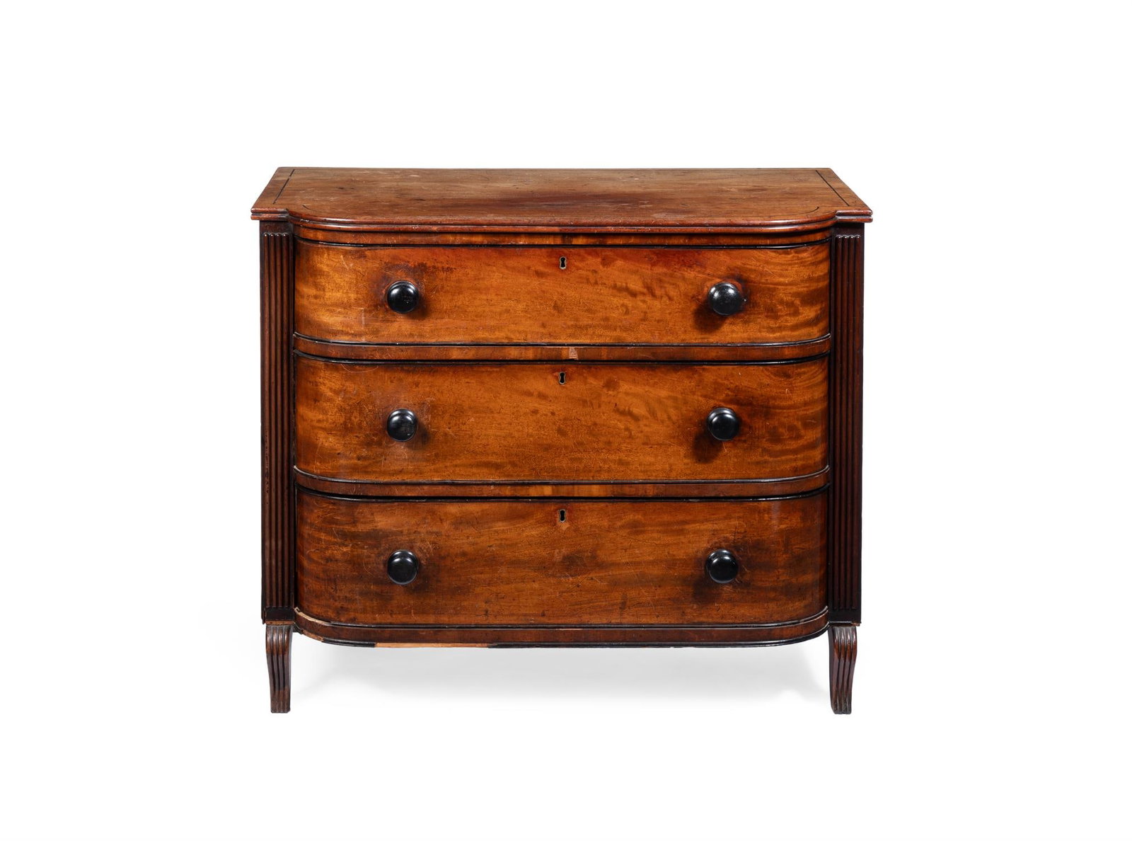 A GEORGE IV MAHOGANY AND EBONISED CHEST, CIRCA 1825 (1 of 4)