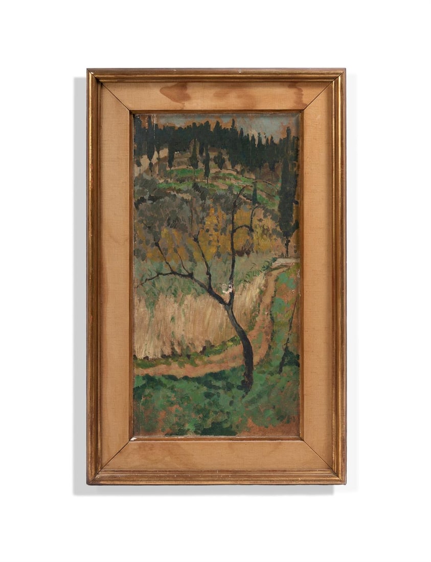 λ DEREK HILL (BRITISH 1916-2000) LANDSCAPE WITH CYPRESS TREES (1 of 3)