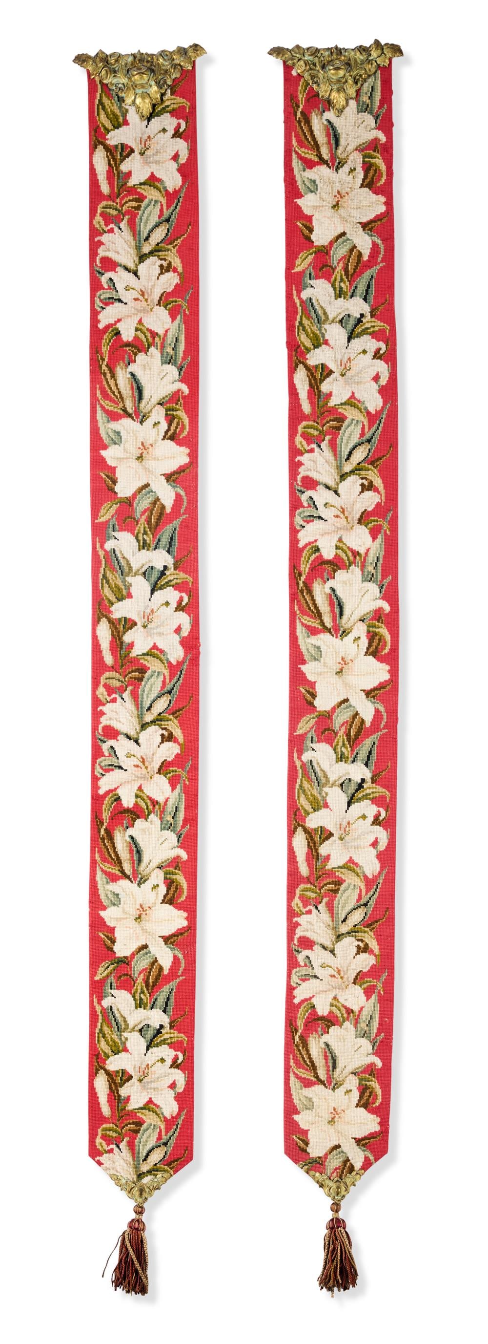 A PAIR OF LATE VICTORIAN NEEDLEWORK BELL PULLS, LATE 19TH/EARLY 20TH CENTURY (1 of 1)