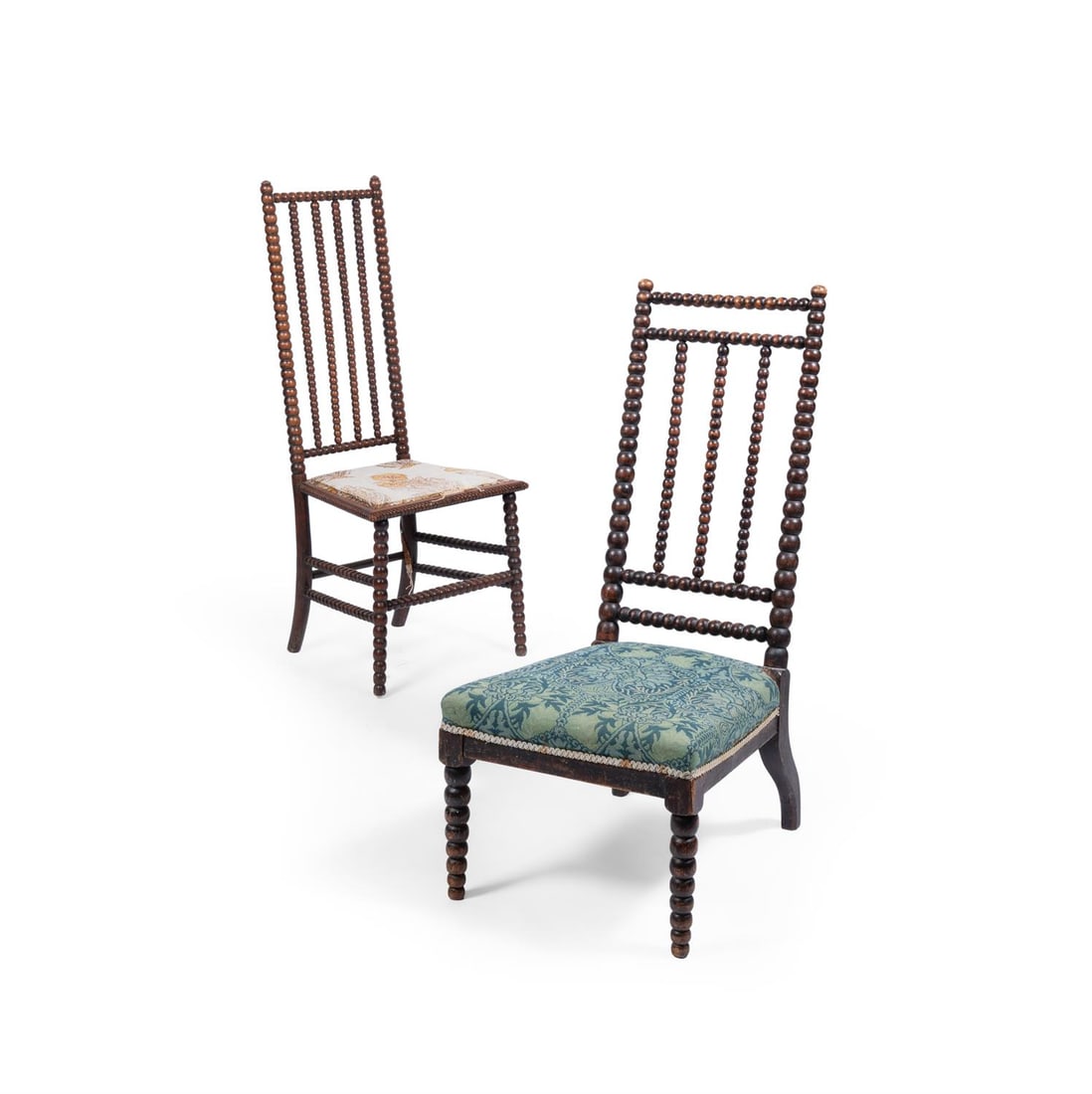 TWO BOBBIN-TURNED HIGH BACK SIDE CHAIRS, 19TH CENTURY (1 of 4)
