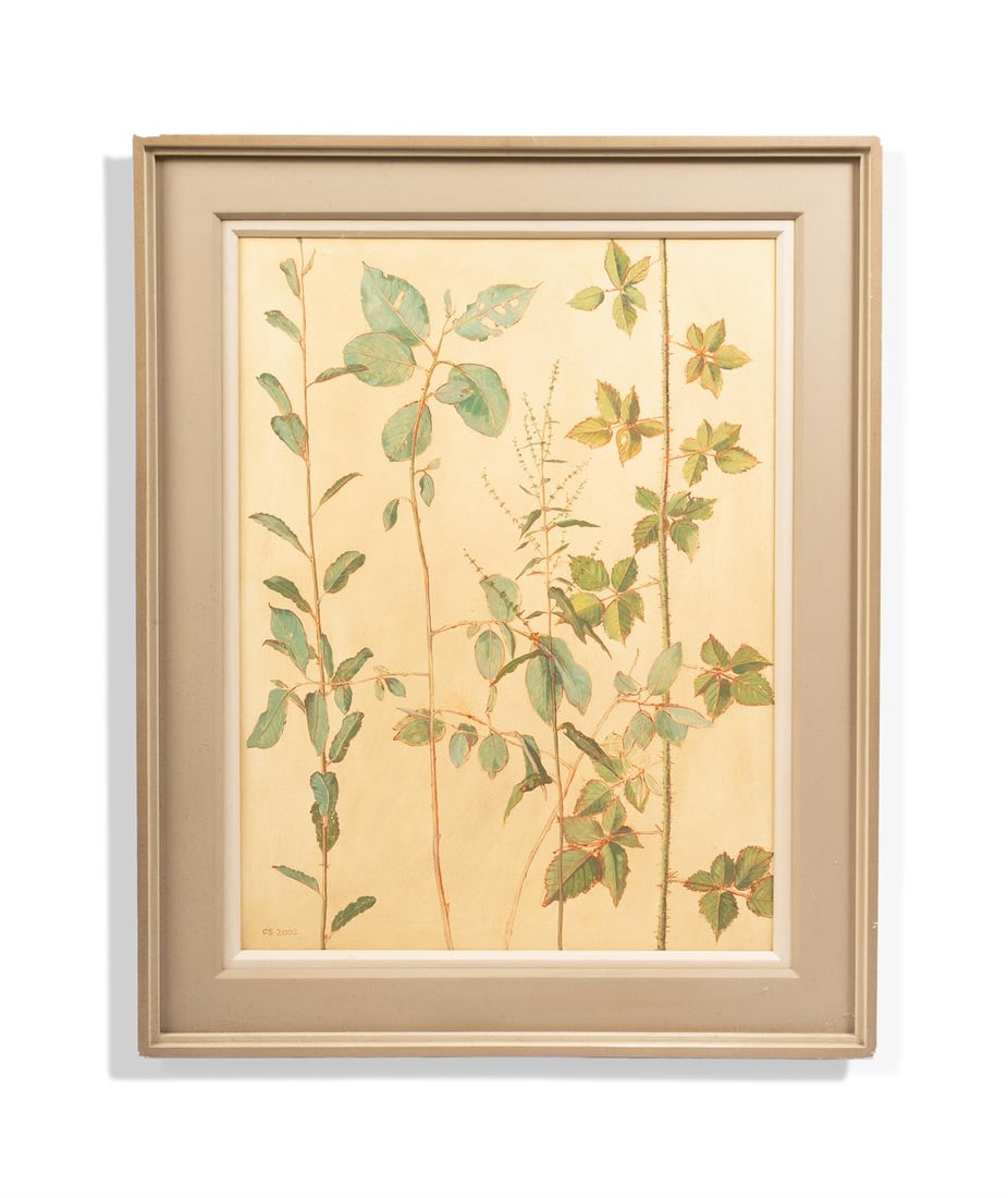 λ CAROLYN SERGEANT (BRITISH 1937-2018) WILLOWS, DOCK AND BRAMBLE: λ CAROLYN SERGEANT (BRITISH 1937-2018)WILLOWS, DOCK AND BRAMBLEOil on boardSigned with initials and dated 2002 (lower left)86 x 65.5cm (33¾ x 25¾in.)Provenance:The artist's studioThe Ma