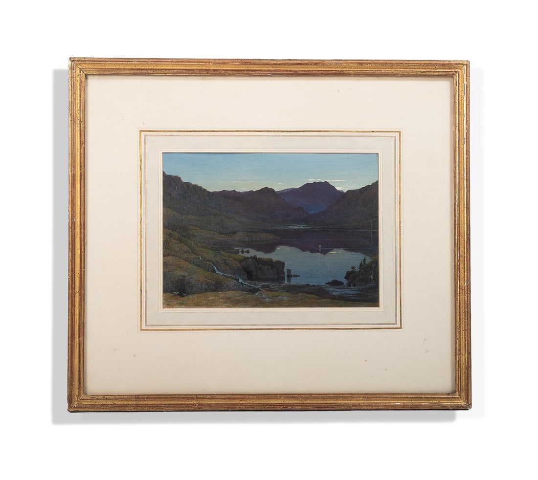 FRANCIS DANBY (BRITISH 1793-1861) A LAKE LANDSCAPE AT DUSK: FRANCIS DANBY (BRITISH 1793-1861) A LAKE LANDSCAPE AT DUSKwatercolour and bodycolour with gum arabic on paper19.5 x 26.7cm (7½ x 10½in.)Provenance:David Lindsay, 28th Earl of Crawford, 11th 
