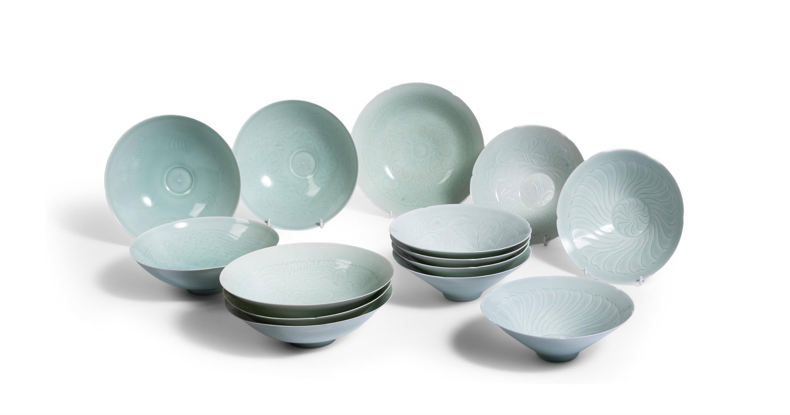 A GROUP OF CHINESE QINGBAI GLAZED CONICAL BOWLS, IN SONG STYLE (1 of 2)