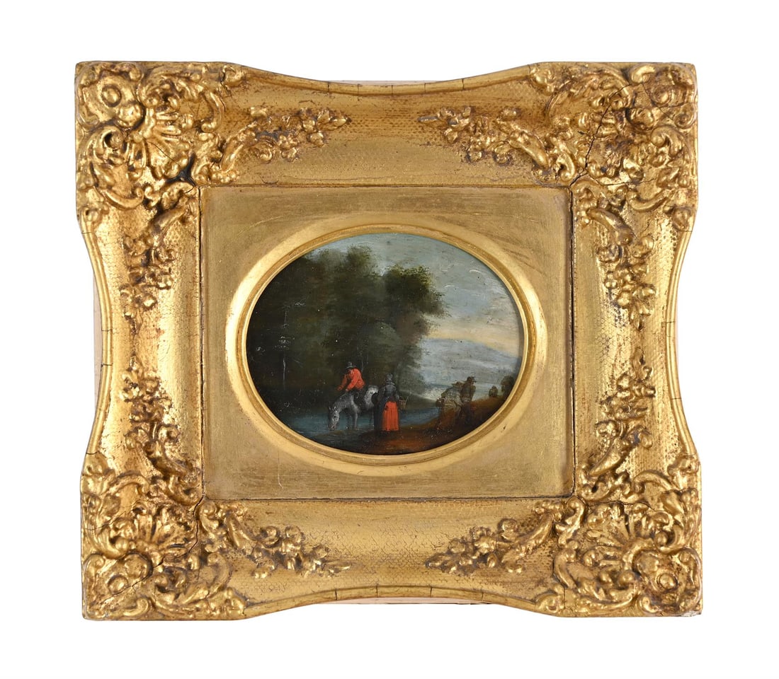 CIRCLE OF JOSEPH VAN BREDAEL (FLEMISH 1688-1739), TRAVELLERS IN A RIVER LANDSCAPE (1 of 3)