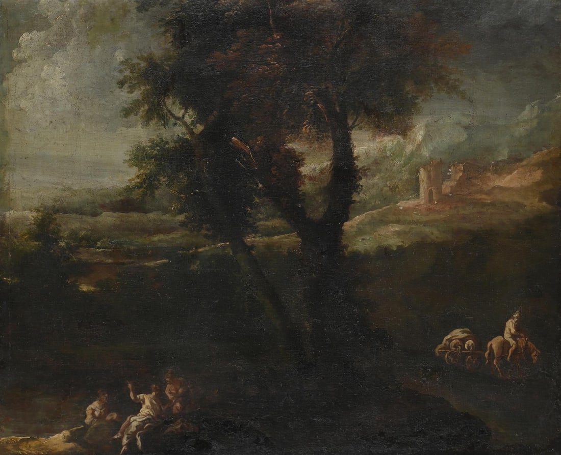CIRCLE OF ALESSANDRO MAGNASCO (ITALIAN 1667-1749), MOUNTAINOUS LANDSCAPE WITH FIGURES (1 of 3)