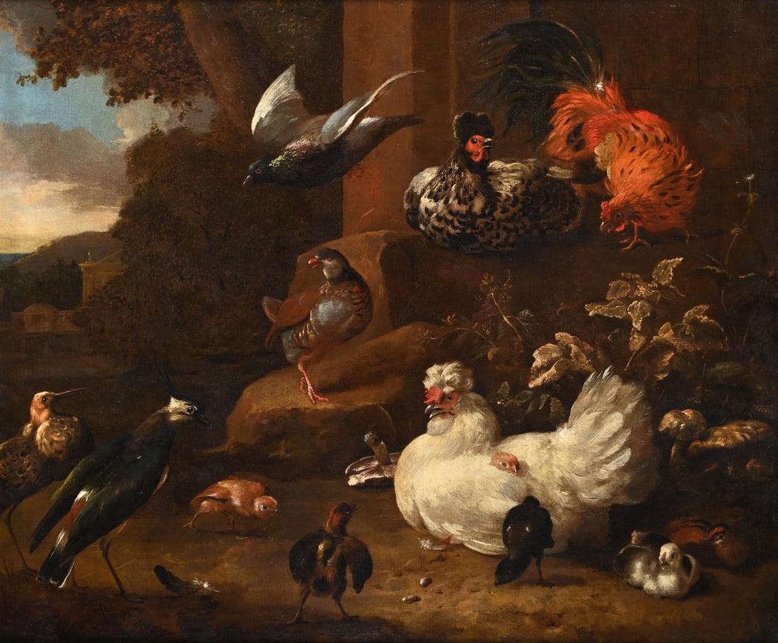 CIRCLE OF MELCHIOR DE HONDECOETER (DUTCH 1636-1695), POULTRY IN A GARDEN LANDSCAPE (1 of 3)
