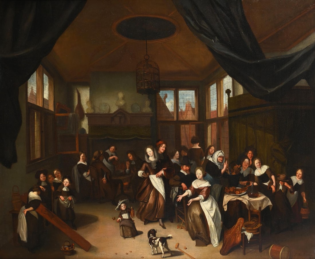 RICHARD BRAKENBURG (DUTCH 1650-1702), THE FEAST OF SAINT NICHOLAS: RICHARD BRAKENBURG (DUTCH 1650-1702)THE FEAST OF SAINT NICHOLASOil on canvasSigned (lower right)95 x 115cm (37¼ x 45¼ in.)Provenance:Milton Galleries, LondonThe collection of Robert L. and E