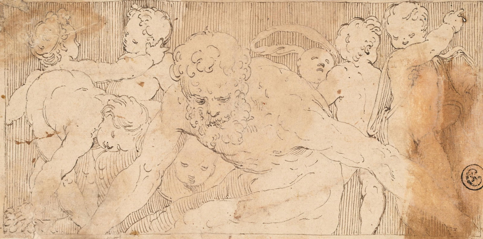 FLORENTINE SCHOOL (16TH CENTURY), MYTHOLOGICAL FIGURE WITH PUTTI (1 of 3)
