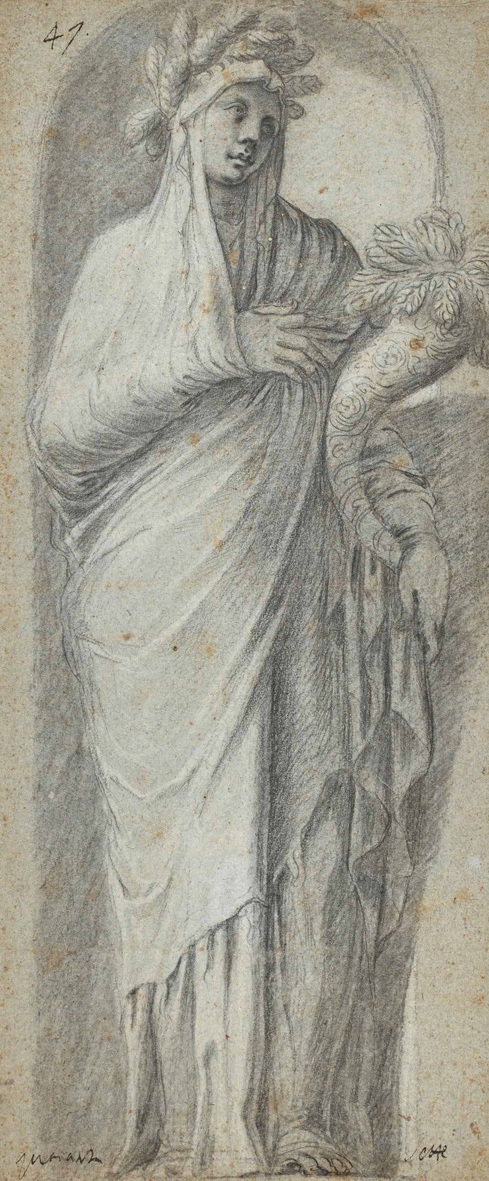 FLORENTINE SCHOOL (LATE 16TH CENTURY), FIGURE WITH CORNUCOPIA (1 of 3)