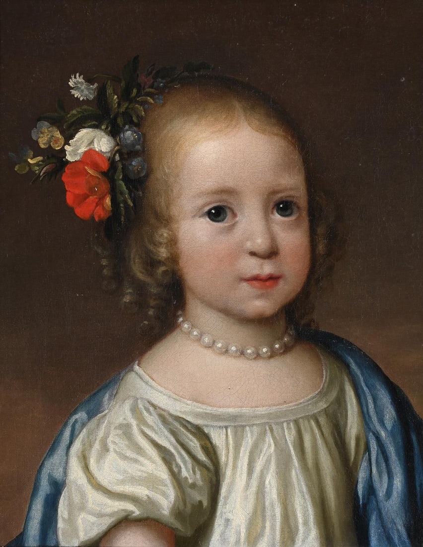 CIRCLE OF THEODORE RUSSELL (BRITISH 1614-1689), PORTRAIT OF A GIRL WITH A PEARL NECKLACE (1 of 3)