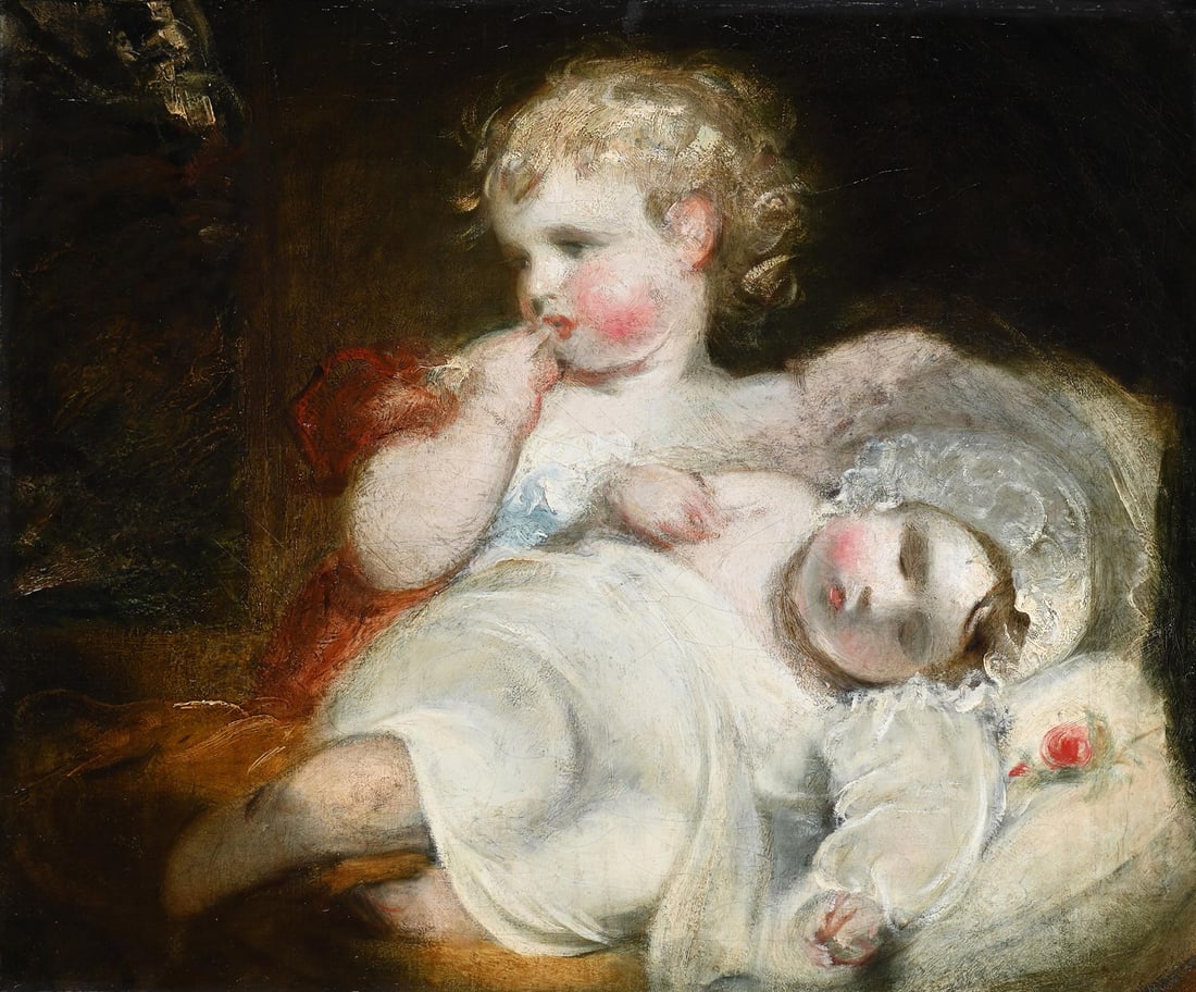 CIRCLE OF SIR JOSHUA REYNOLDS (BRITISH 1723-1792), BABES IN THE WOOD: CIRCLE OF SIR JOSHUA REYNOLDS (BRITISH 1723 - 1792)BABES IN THE WOODOil on canvas64 x 76cm (25 x 29¾in.)Provenance:The Nelson Doubleday, Jr. Collection, Long Island - North Shore, New York, USA, 