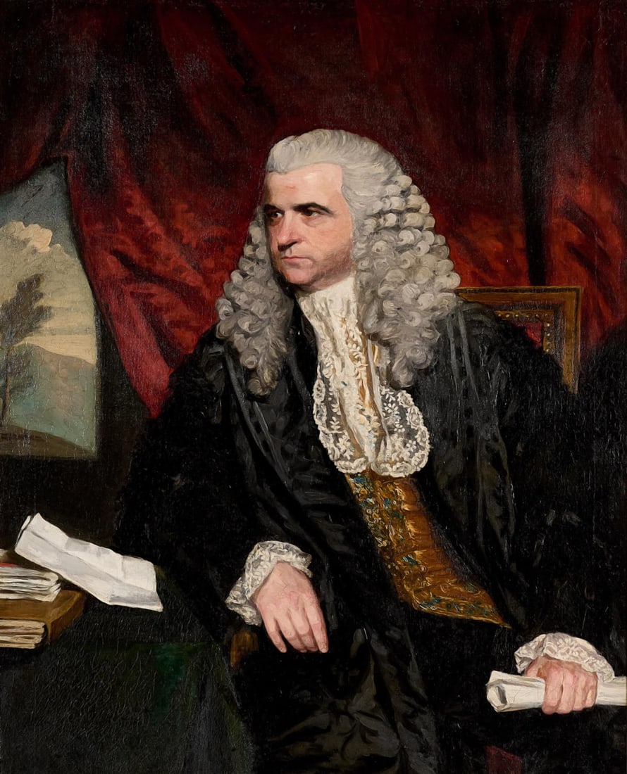 JOHN OPIE (BRITISH 1761-1807), PORTRAIT OF JUDGE GEORGE LEWIS NEWNHAM: JOHN OPIE (BRITISH 1761-1807) PORTRAIT OF JUDGE GEORGE LEWIS NEWNHAMOil on canvas laid to board126 x 101.5cm (49½ x 39¾ in.)In a Maratta frameLiterature:G. Nares, 'Adlington Hall, Cheshire -