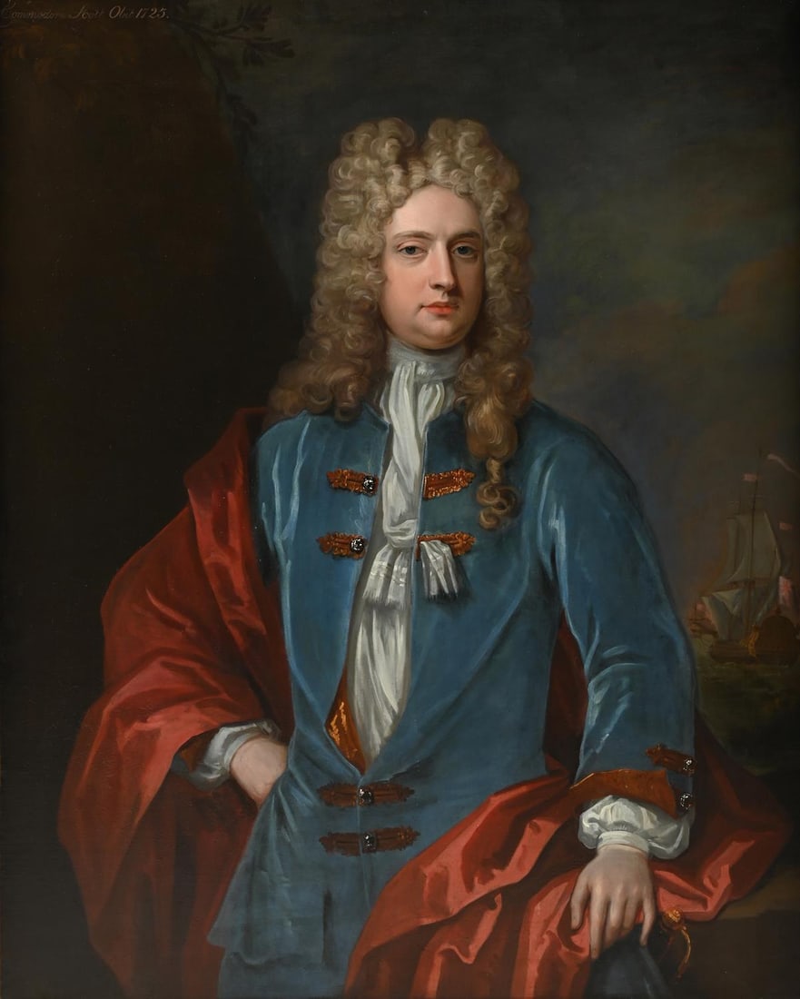 ATTRIBUTED TO JONATHAN RICHARDSON (BRITISH 1667-1745), PORTRAIT OF COMMANDER THOMAS SCOTT (1 of 6)