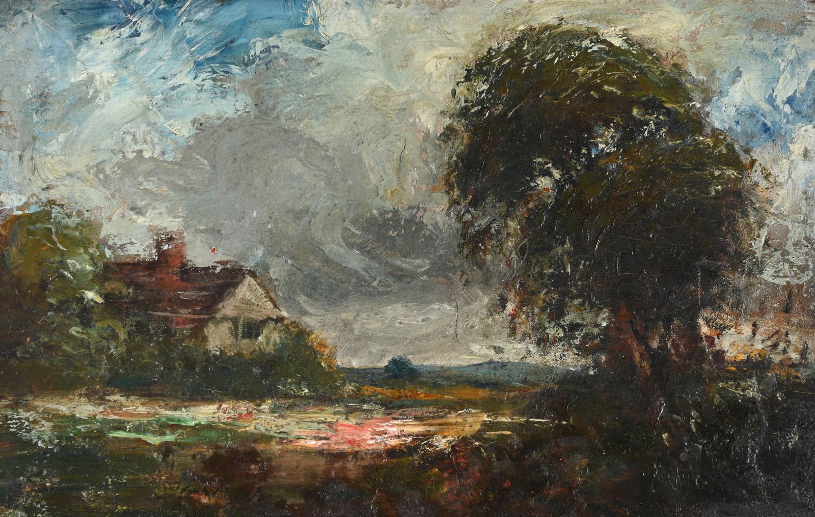 CIRCLE OF JOHN CONSTABLE (BRITISH 1776-1837), LANDSCAPE WITH A COTTAGE (1 of 3)