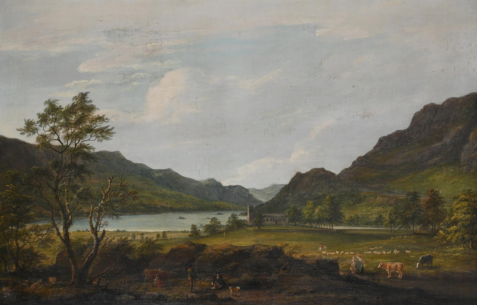 PAUL SANDBY (BRITISH 1731-1809), FIGURES IN A LAKE LANDSCAPE (1 of 3)