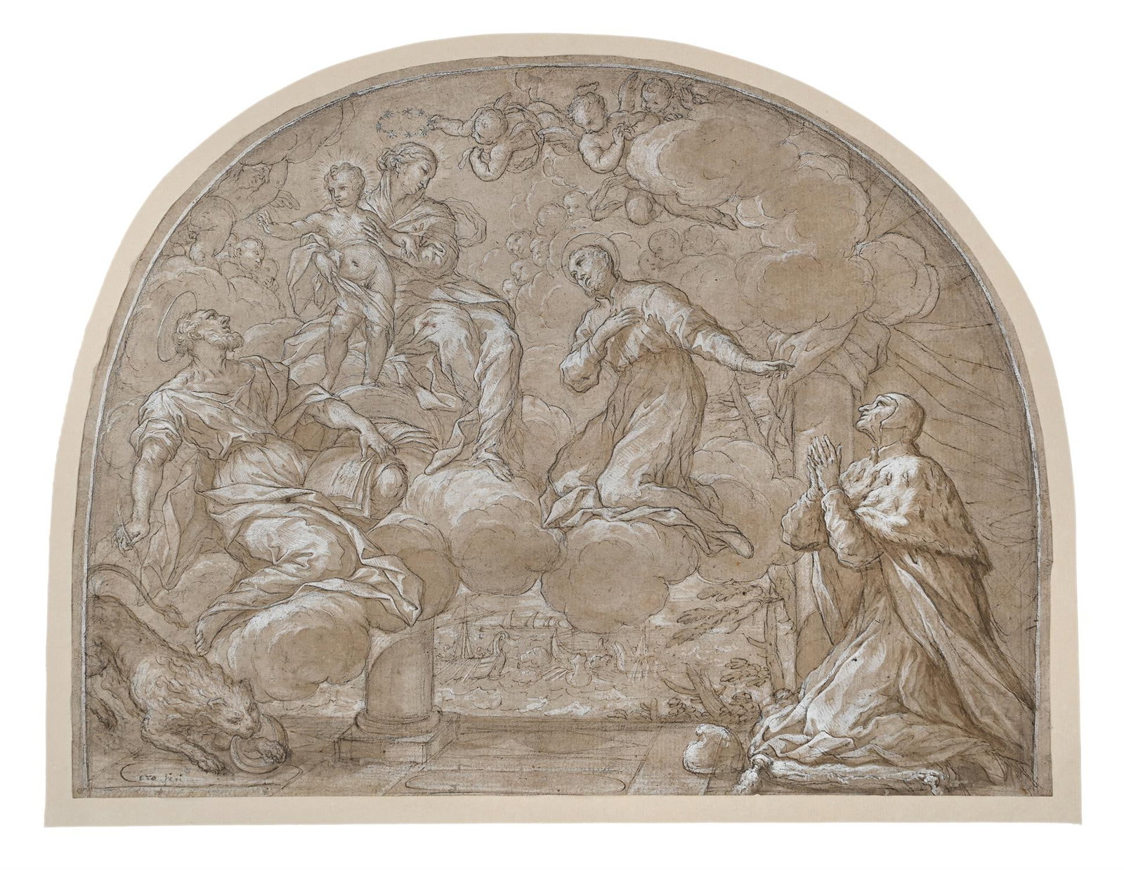 CIRO FERRI (ITALIAN 1634-1689), THE DOGE ADORING THE MADONNA (1 of 3)