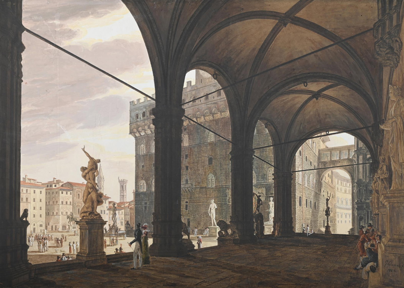 GIUSEPPE GHERARDI (ITALIAN 1788/90-1884), VEDUTA DELLA LOGGIA DEI LANZI (1 of 3)