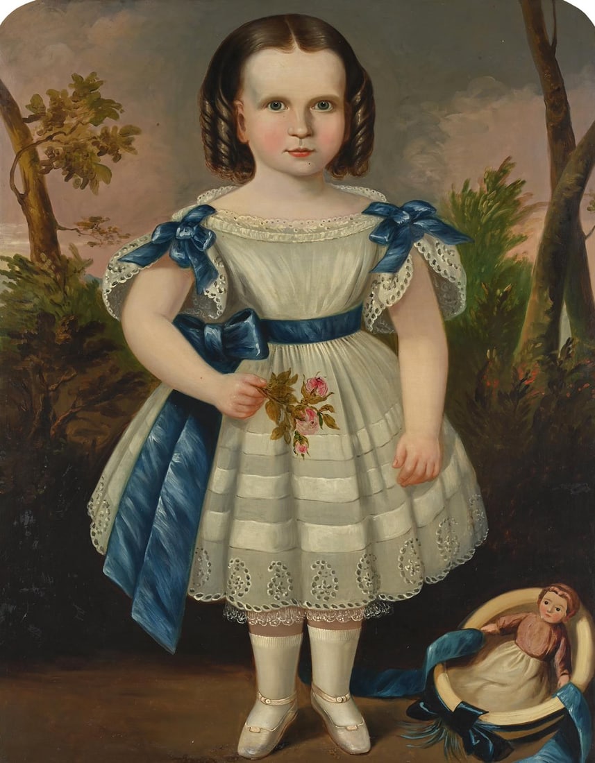 CONTINENTAL NAÏVE SCHOOL (19TH CENTURY), CHILD HOLDING ROSES (1 of 3)