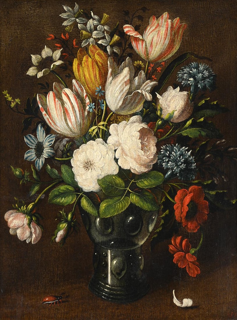 MANNER OF JAN ANTON VAN DER BAREN, A BOUQUET OF FLOWERS IN A GLASS VASE (1 of 3)