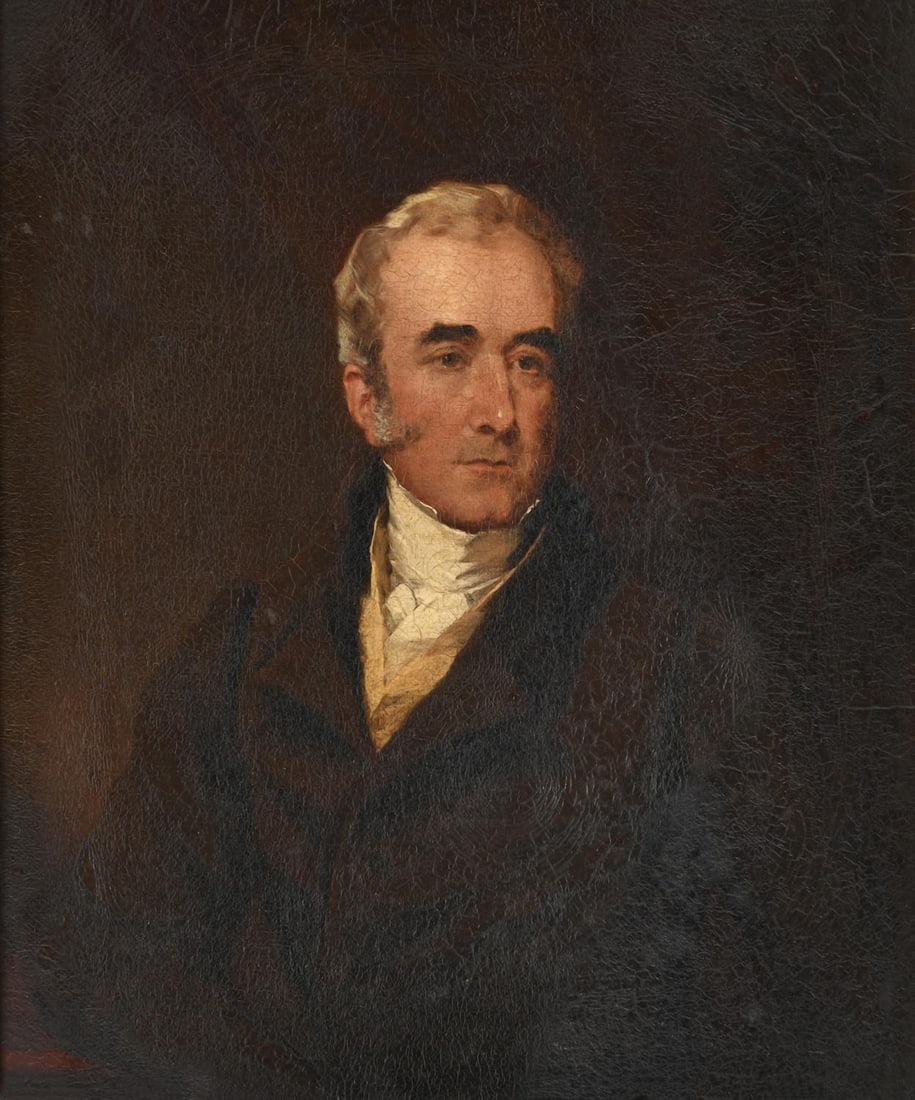 BRITISH SCHOOL (19TH CENTURY), PORTRAIT OF A GENTLEMAN IN A BROWN COAT: BRITISH SCHOOL (19TH CENTURY)PORTRAIT OF A GENTLEMAN IN A BROWN COATOil on canvas30 x 24cm (11¾ x 9¼in.)Provenance:Sale, Lindsay Burns & Company, Perth, Two Day Antiques, Fine Art & Interior