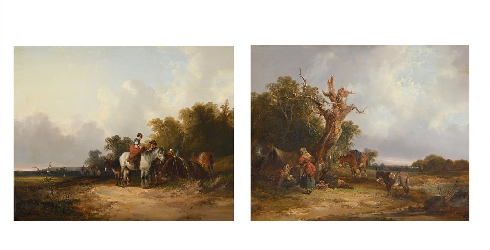 WILLIAM SHAYER SENIOR (BRITISH 1787-1879), A PAIR OF GYPSY ENCAMPMENT SCENES (2) (1 of 7)